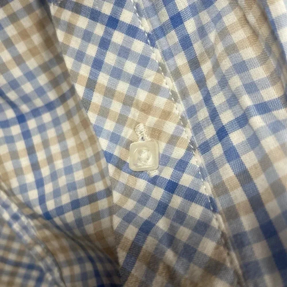 Jack Maverick Soft Blue Plaid Long Sleeve Men’s Dress Shirt Button Size‎ L Large